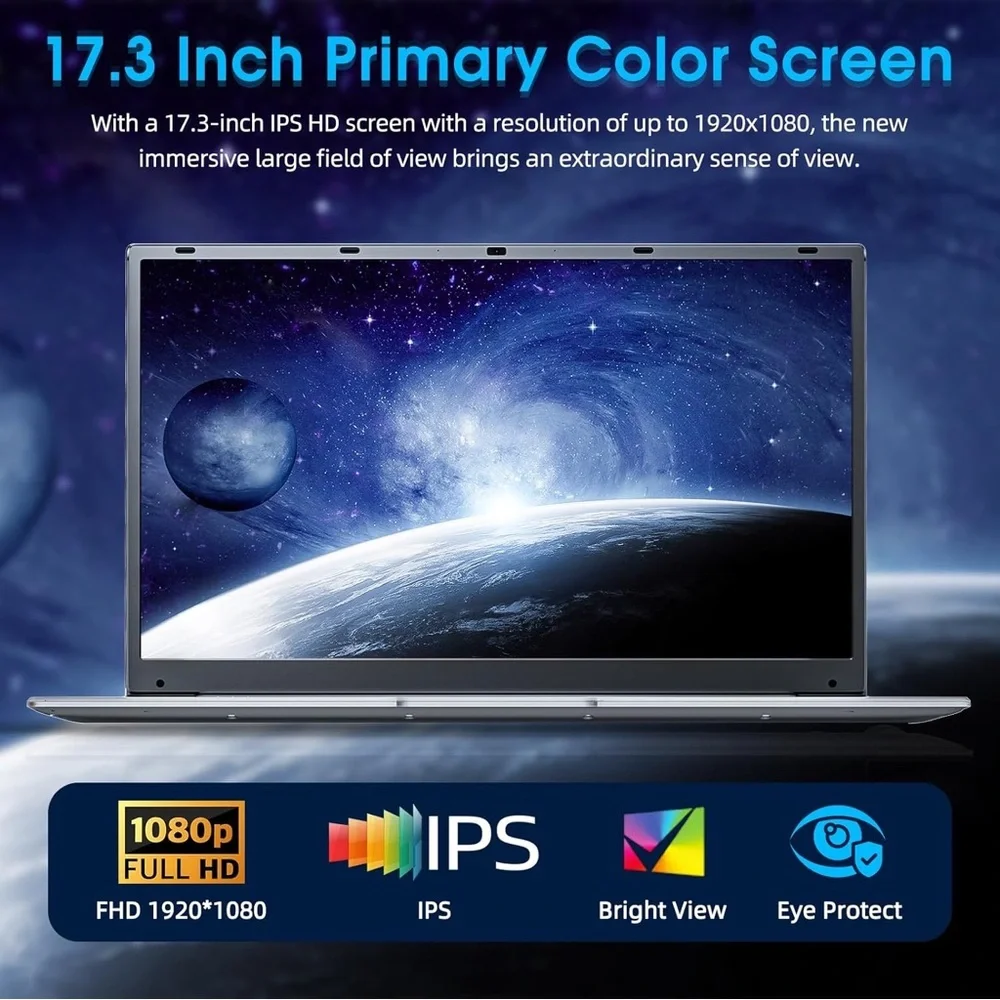Gray 17.3-inch Laptop with Full HD Display and 8GB RAM